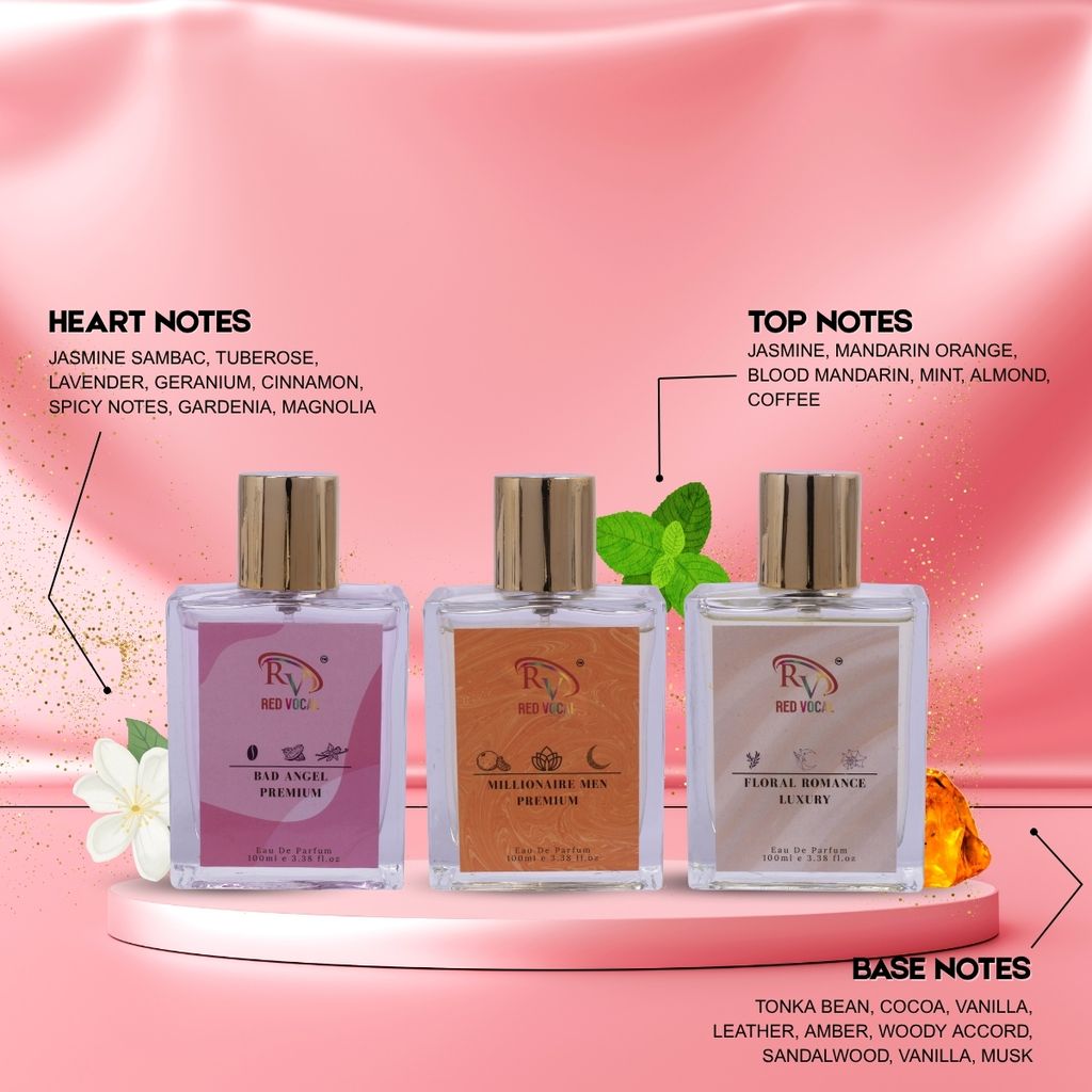 Red Vocal Bad Angel Premium with Millionaire Men Premium and Floral Romance Luxury Eau de Parfum Combo (Set of 3) 100ml Each view 2