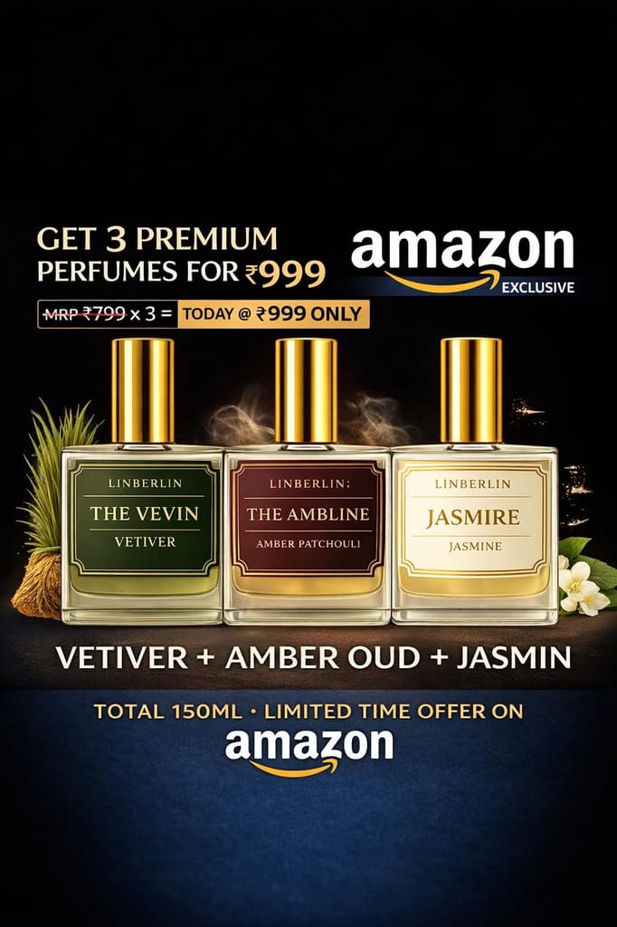 LinBerlin 3 Perfumes Combo - Vetiver, Amber Oud & Jasmine, Unisex Luxury Perfume Fragrance Set for Male and Female view 2