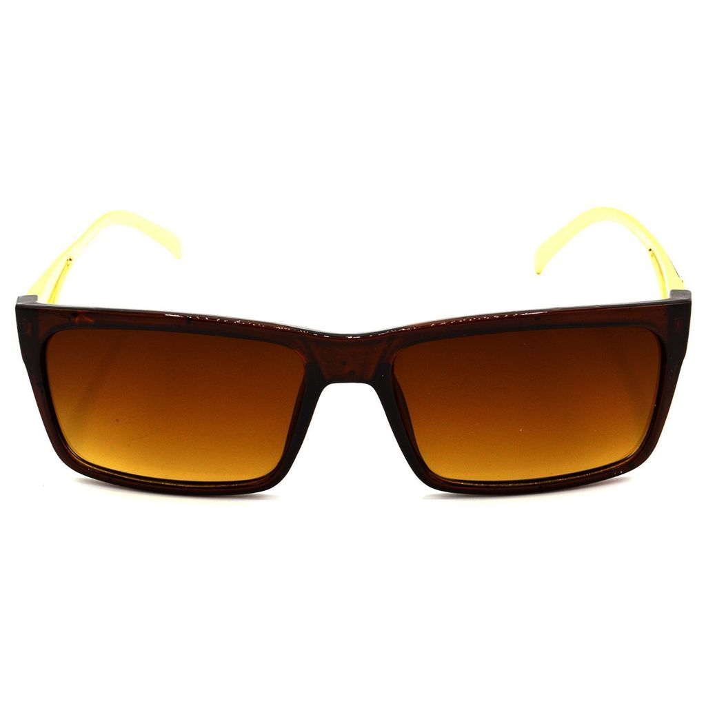 Hrinkar Brown Rectangular Stylish Goggles Golden Frame Sunglasses for Men & Women - HRS317-BWN view 2