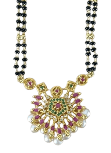 22K Gold Plated Traditional Long Mangalsutra For Women view 2