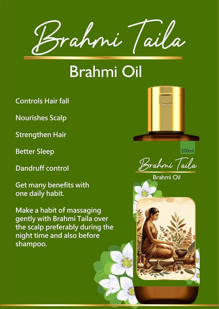Brahmi Taila Ayurvedic Hair Oil, 200 ml, Traditional Natural Oil view 2