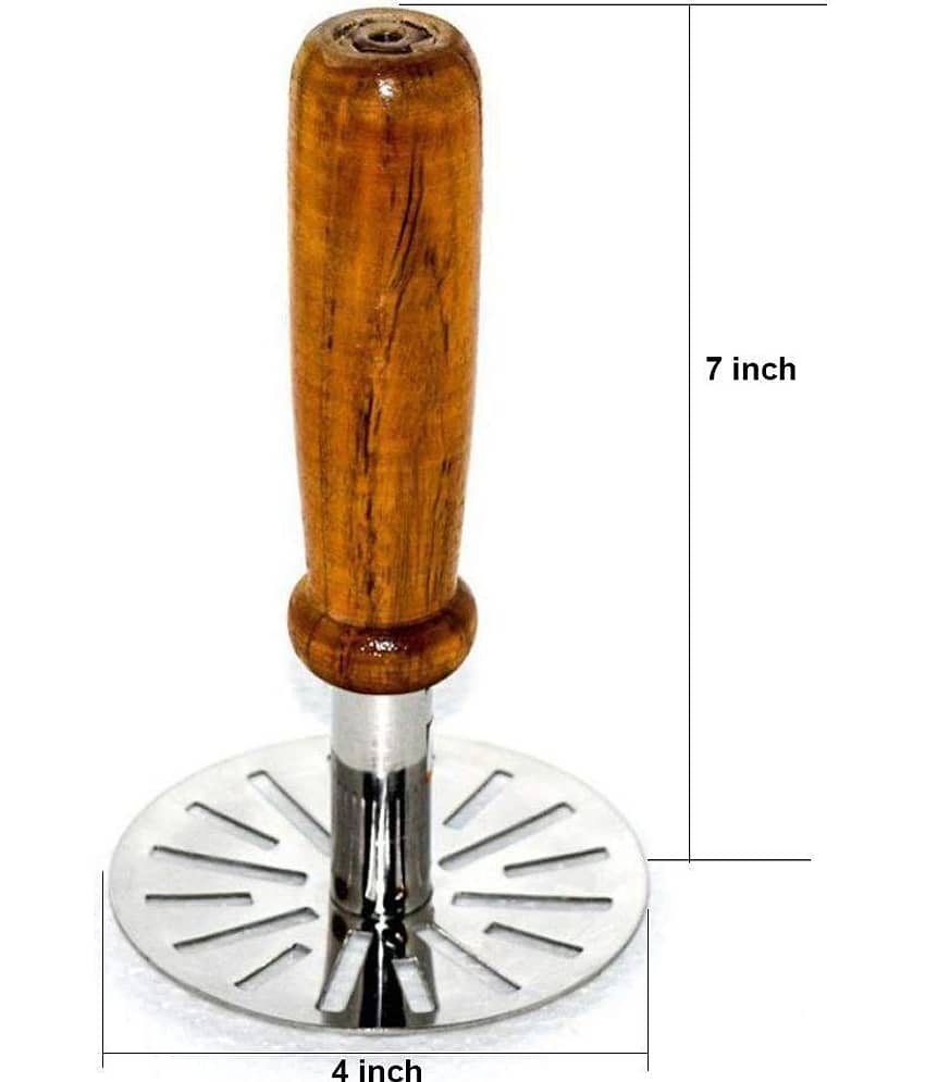 KTU - Multicolor Wooden Potato Masher ( Pack of 1 ) view 2