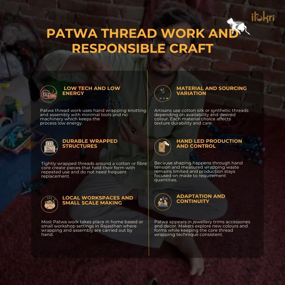 Multicolor - Handmade Patwa Threadwork Brass Necklace Set view 2