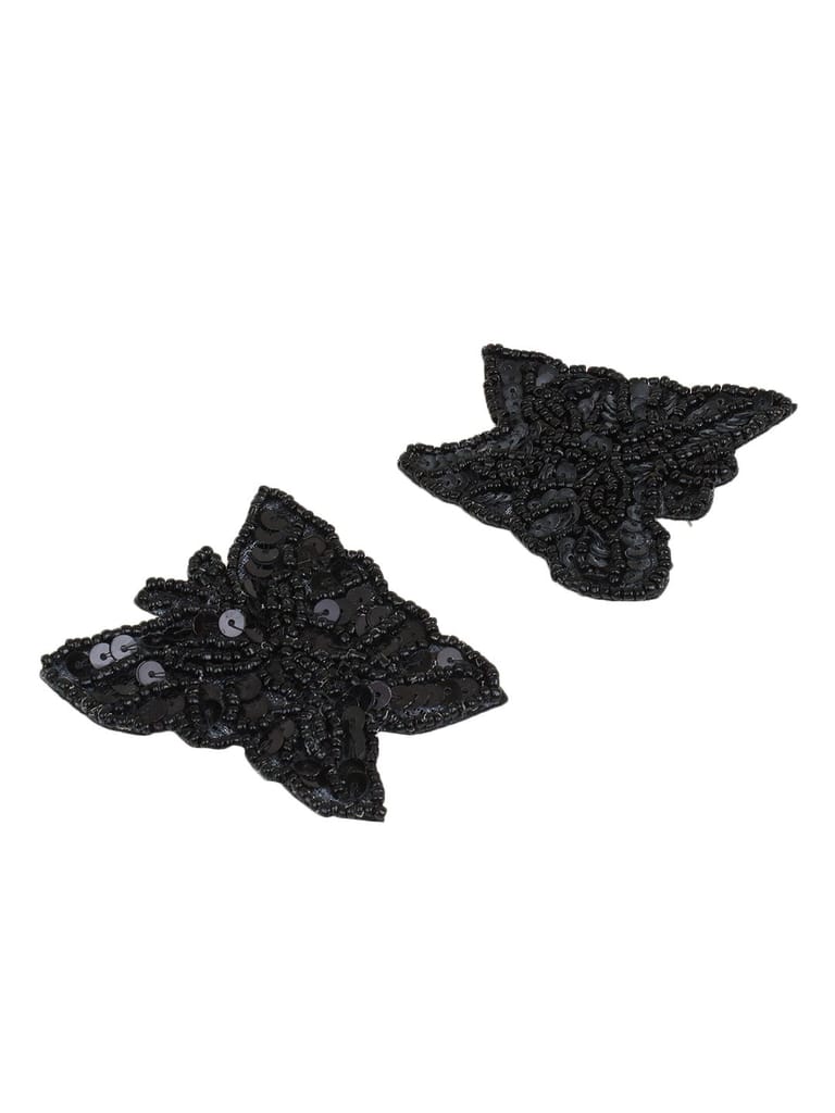 Cardinal Black Beads Weaving Butterfly Earrings Set view 2