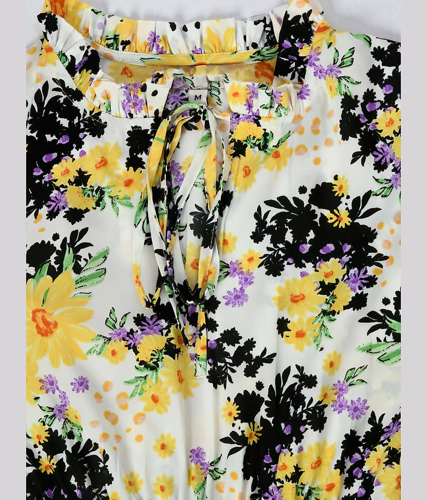 OTABU Women Polyester Printed A-line Dress ( White ) view 2