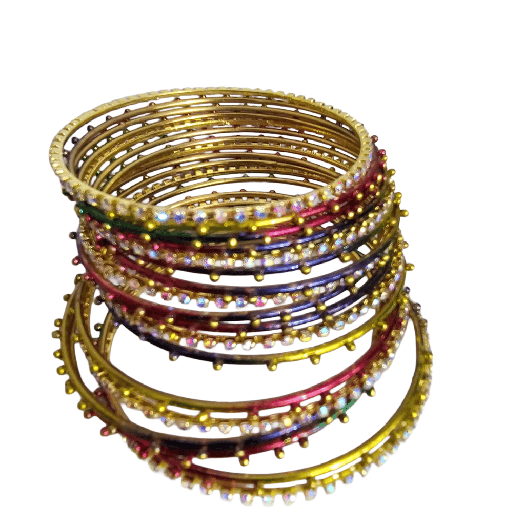 Multi-Color Stone Studded Bangle Set view 2