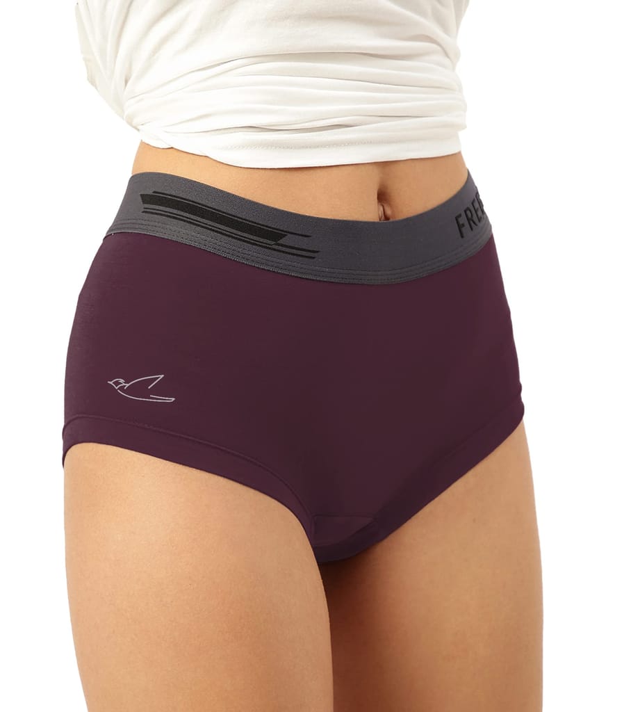 Freecultr Women's Underwear Antibacterial Micromodal Airsoft | Boxer Brief - Non-Itch, No Chafing, Sweat-Proof Comfort Pack of 1-Sangria Wine view 2