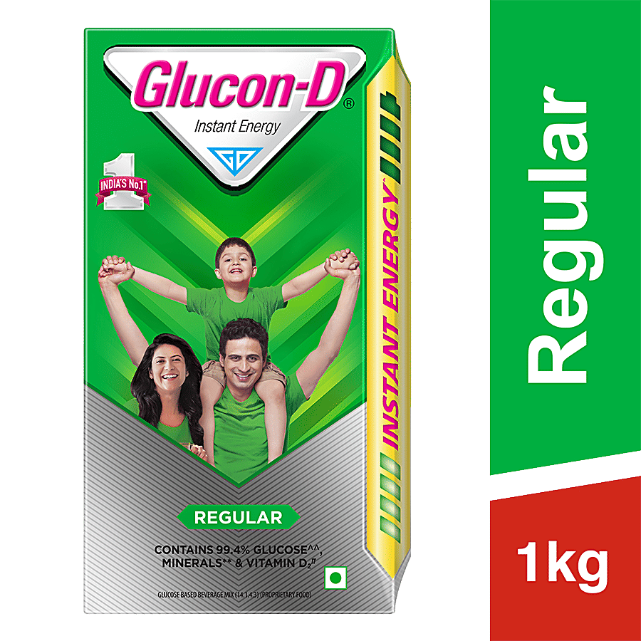 Glucon-D Instant Energy Health Drink - Regular, 1 kg Refill
