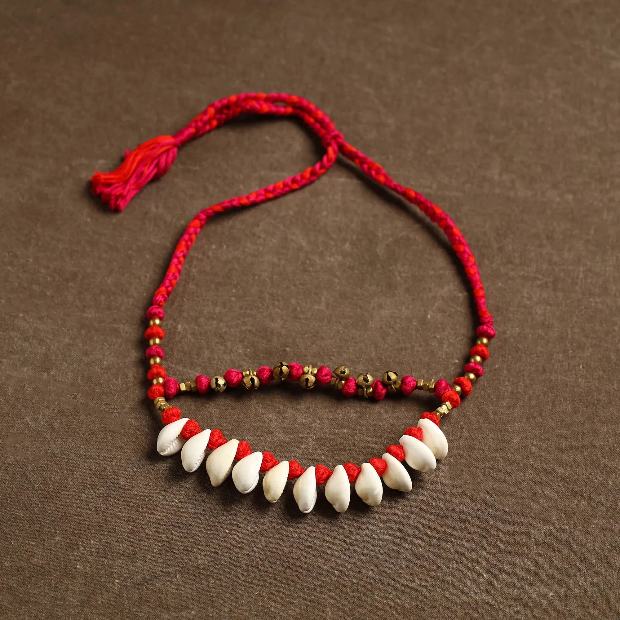 Red - Tribal Odisha Dokra Threadwork Handmade Necklace 46 view 2