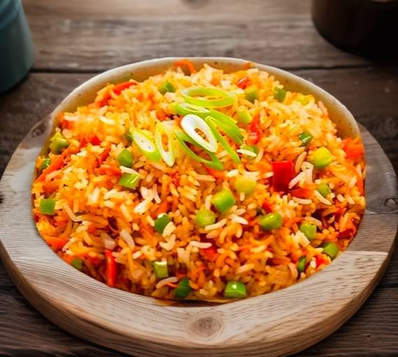Garlic Fried Rice Tossed In Schezwan