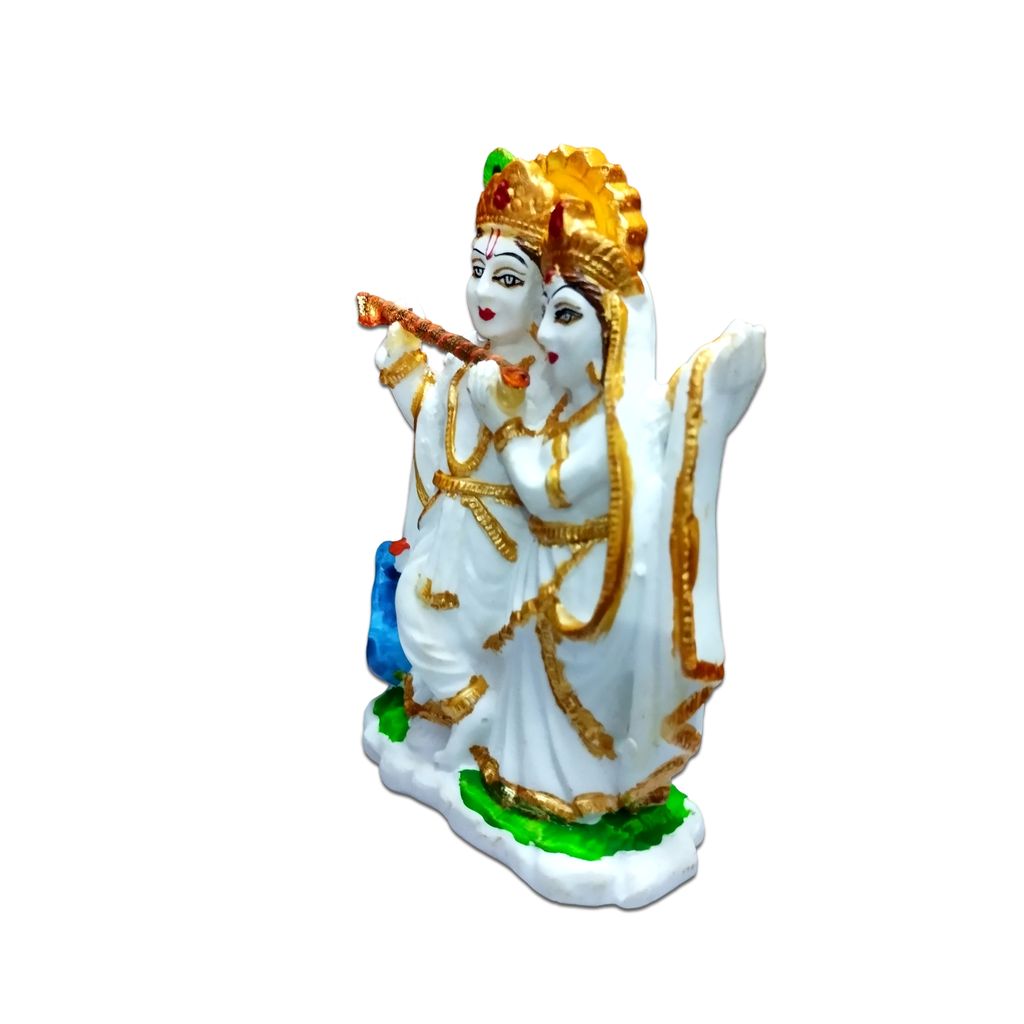 Vishu Store: Handicraft Marble Dust Radha Krishna Idol Statue Janmashtami Showpiece for Home Living Room Decoration Item - Gifts for Family and Friends view 2