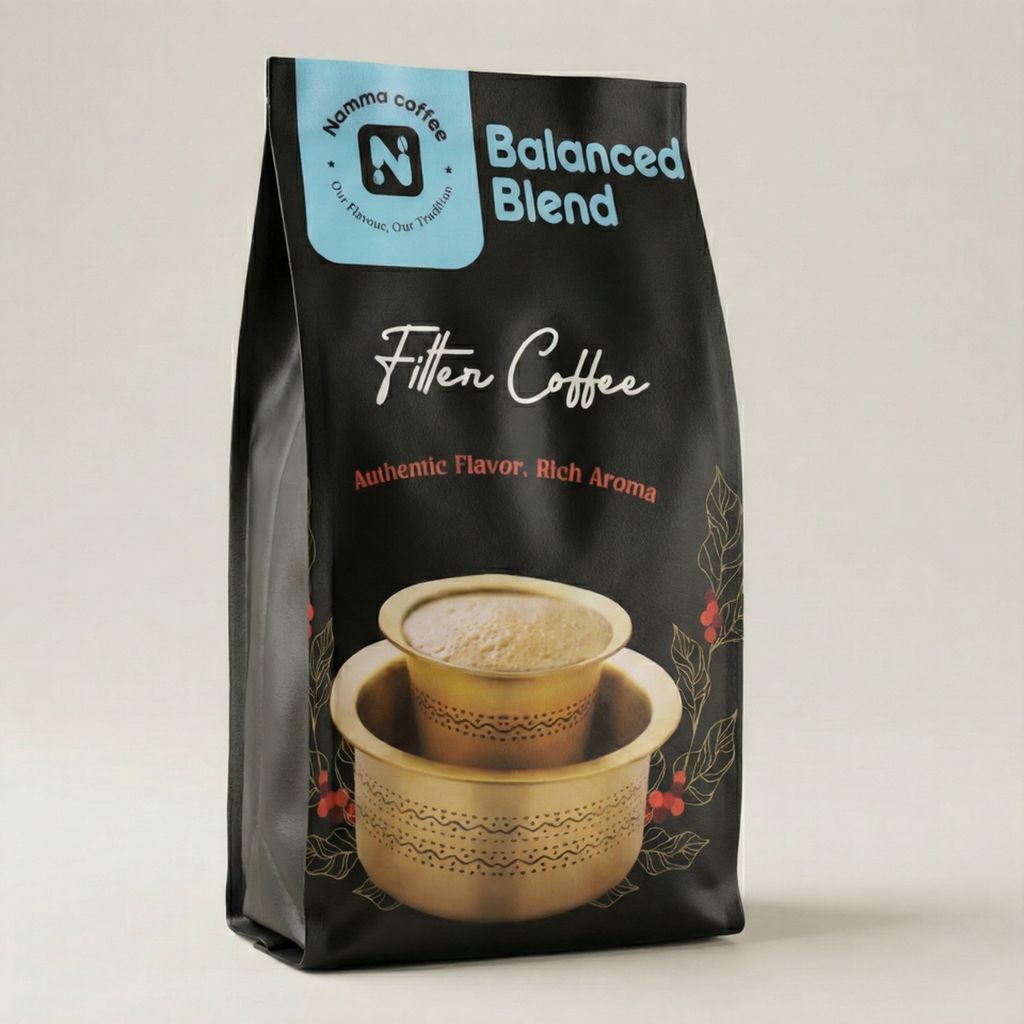 Namma Coffee - Balanced Blend Filter Coffee Powder - 50% Coffee, 50% Chicory | Authentic South Indian Filter Coffee | Freshly Roasted, Strong And Aromatic