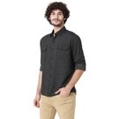 Mufti Black Slim Fit Flannel Shirt view 2
