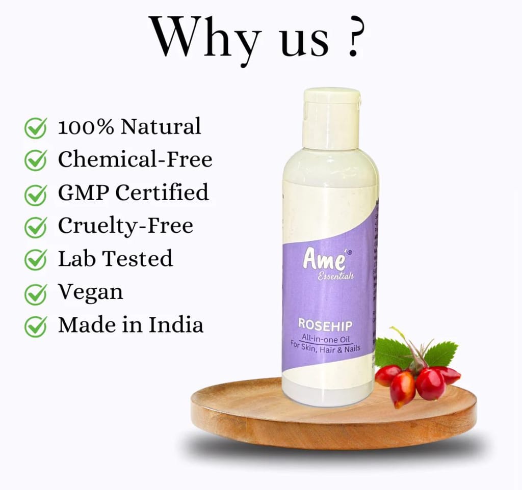 ROSEHIP OIL | RICH IN VITAMIN C | HAIR & FACE OIL- 100ml view 2