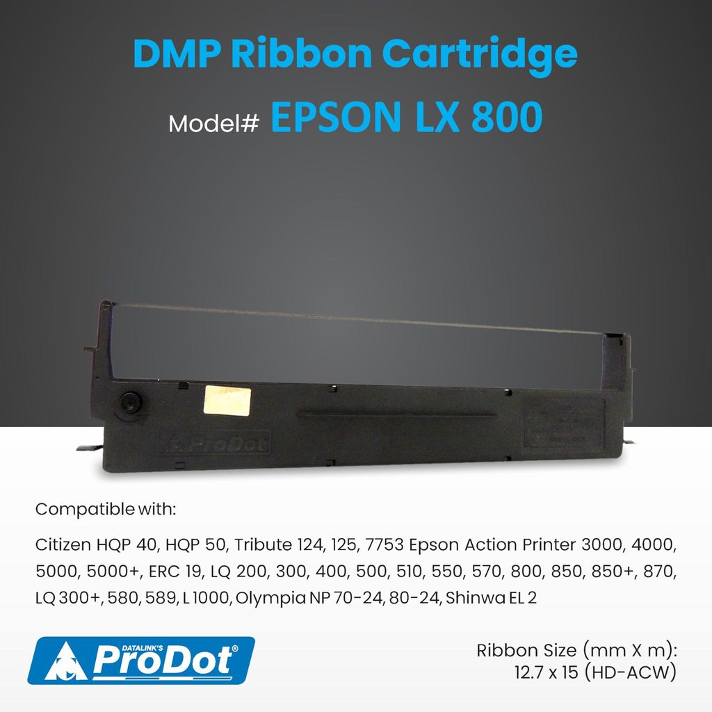 ProDot DMP Ribbon Cartridge Compatible with EPSON Dotmatrix Printers (Black, Pack of 3) view 2