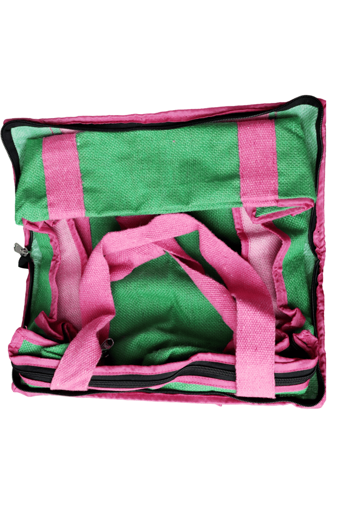 **Title:** Stylish and Eco-Friendly Jute and Canvas Bag with Adjustable Shoulder Strap and Multiple Compartments for Women view 2