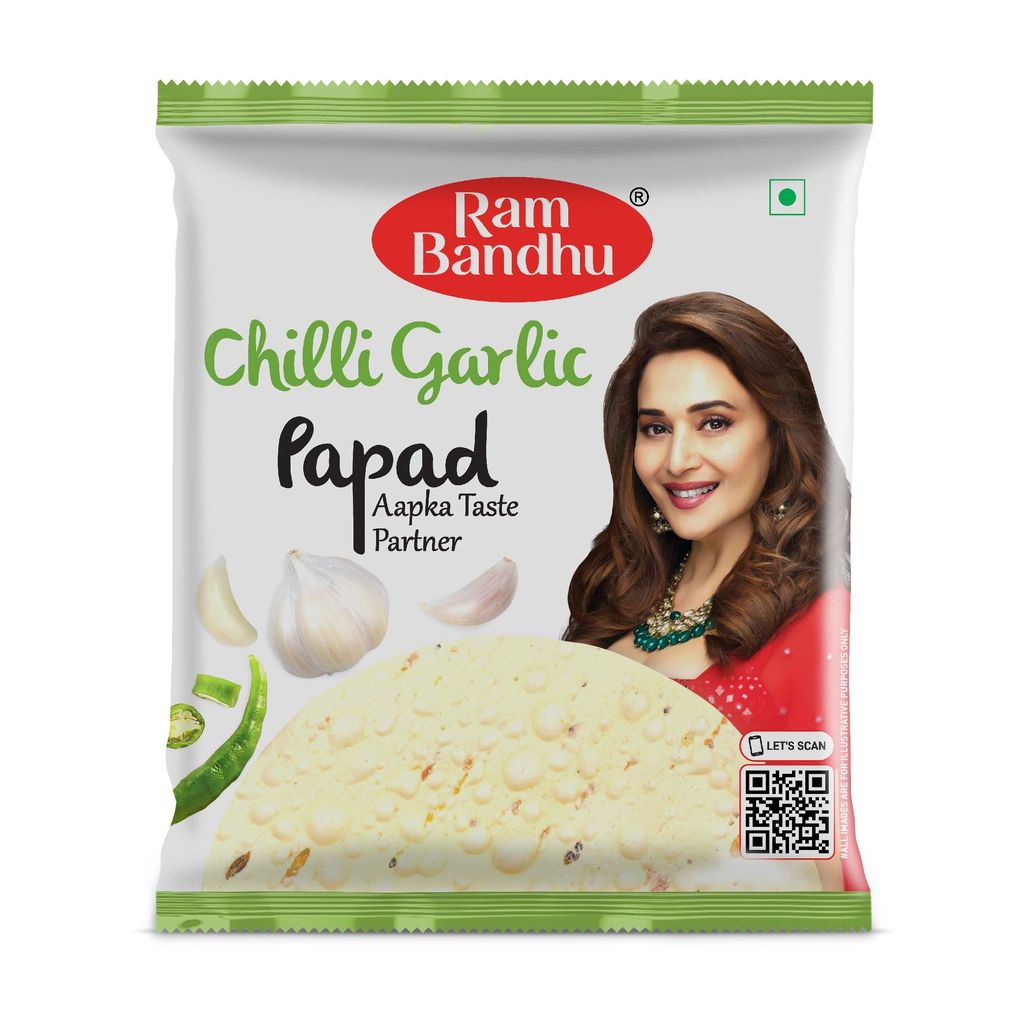 Ram Bandhu Chilli Garlic Papad 5" 180 gm | 180gm X Pack of 2 | (Pack of 2) view 2