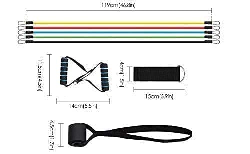 11 in 1 Power Resistance Band, Resistance Toning Tube Set of 5 with Foam Handles view 2
