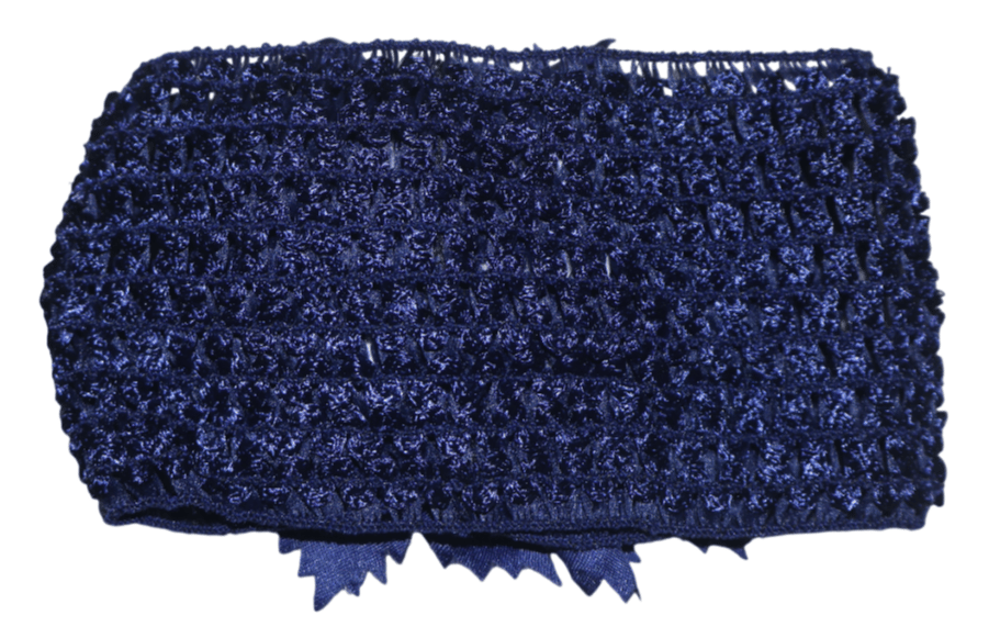 Navy Blue Floral Baby Headband with Crystal Accents view 2