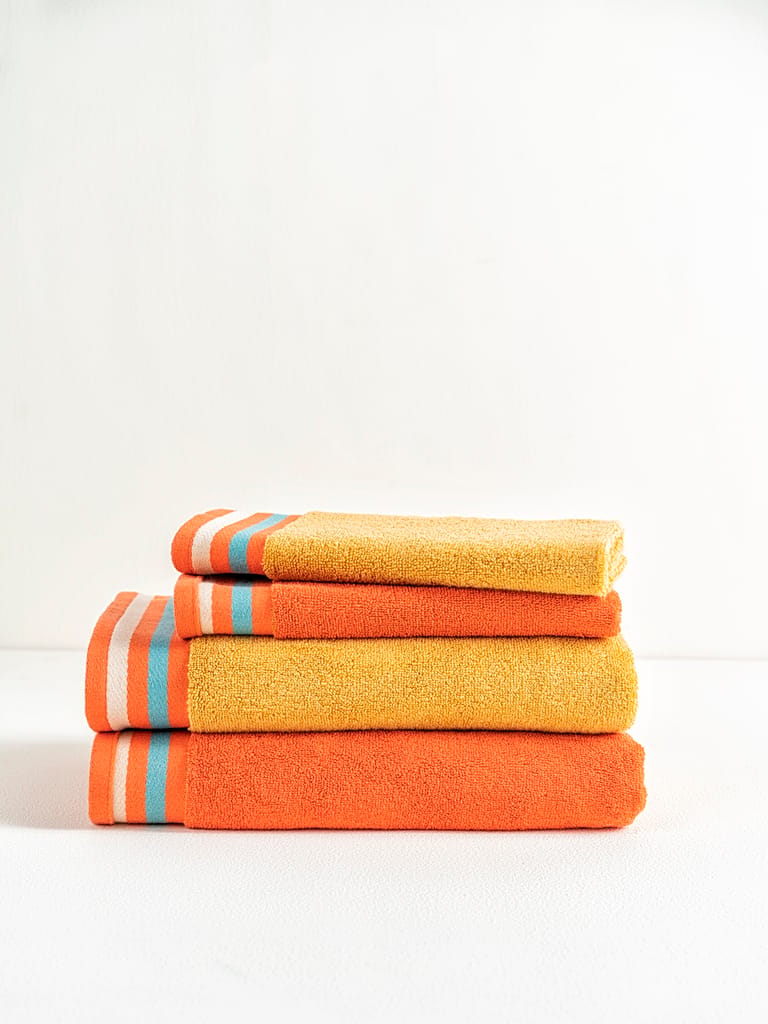 DDecor 100% Cotton 2 Bath Towel + 2 Hand Towel | Plain Dual Color 500TC | Zero Twist with High Absorbency | Perfect for Everyday Use | Zest Collection | 75 CM X 150 CM + 40 CM X 60 CM view 2