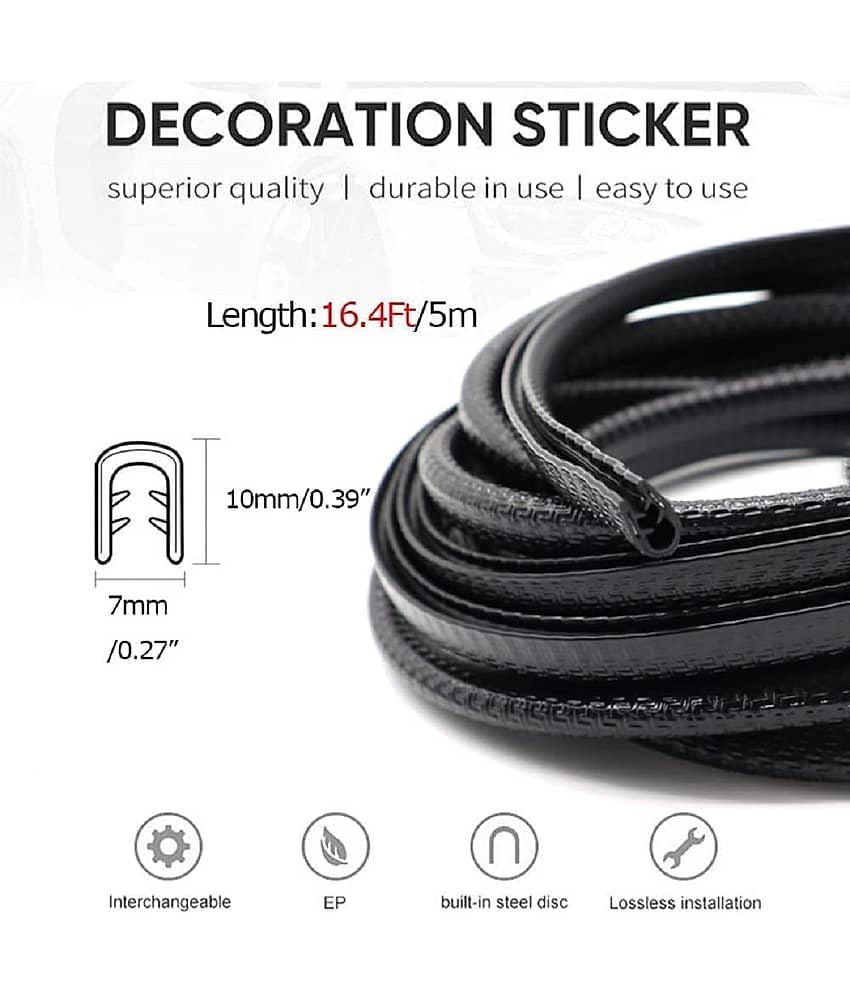 RAMDEV ENTERPRISE Car Door Edge Guards U Shape Edge Trim Rubber Seal Protector Rubber Clips Fit Car Door Seal Strip Edge Guard Universal Fit Rubber (Black_Pack Of 1_5M). view 2