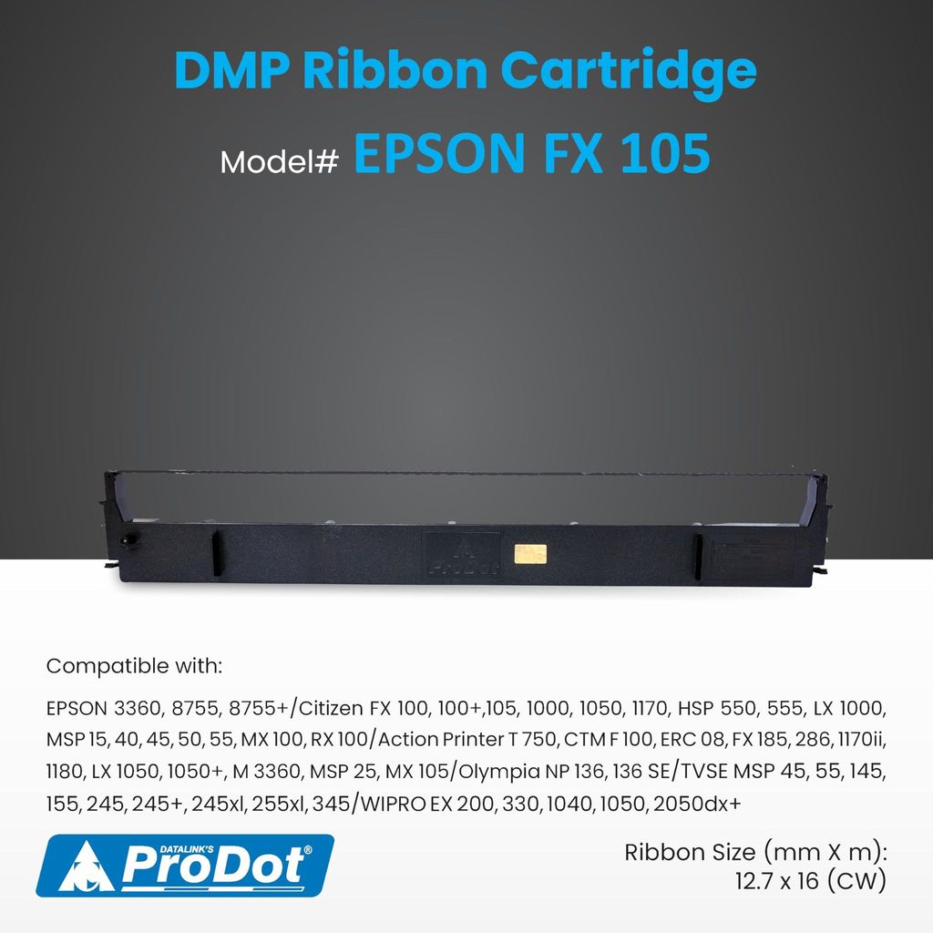 Prodot EPSON-FX 105 Compatible DMP Ribbon Cartridge for EPSON Dotmatrix Printers view 2