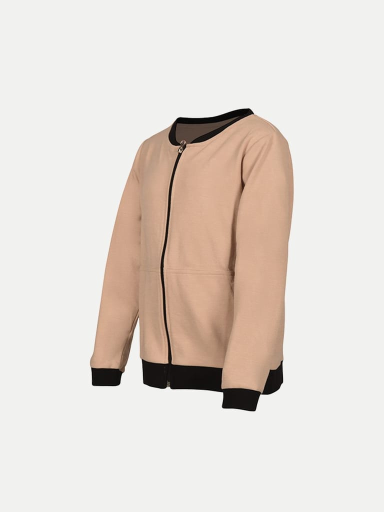 Teen Boys Solid Orange Colour Zipper Cardigan Sweatshirt view 2