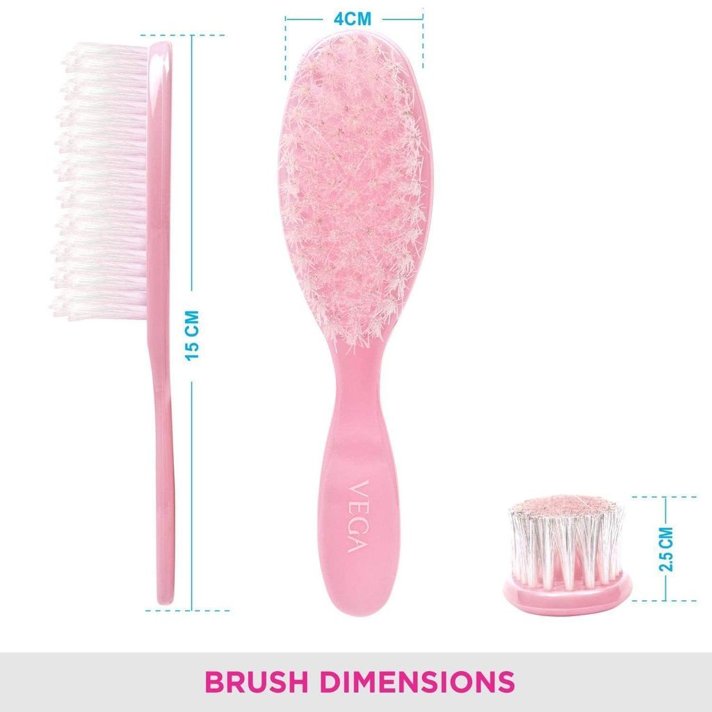 Vega Baby Hair Brush And Comb Set (India's No.1* Hair Brush Brand) with Natural Bristles for Baby Hair Grooming, Baby Comb Hair for New Born, (9959) view 2
