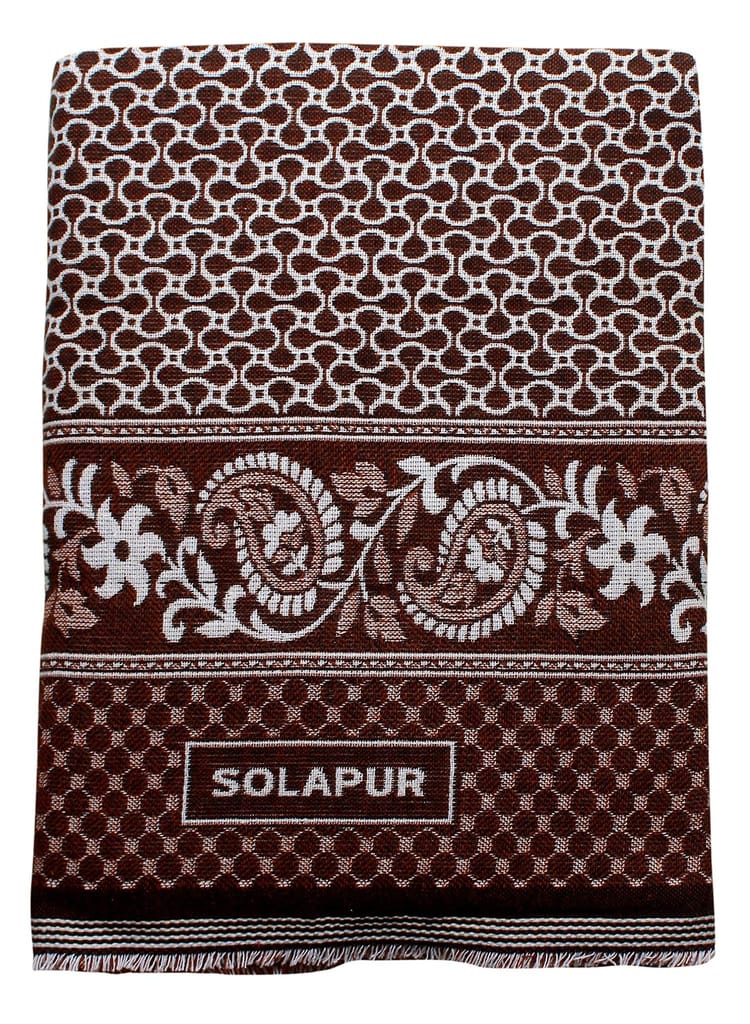Mandhania Mayur Solapur Chaddar 100% Cotton Dailyuse Single Bed Blanket Pack of 2 Brown & Green view 2