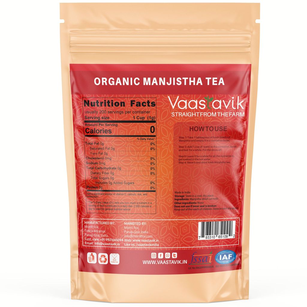 Vaastavik Manjistha Root Tea Rubia Cordifolia Indian 100gm view 2