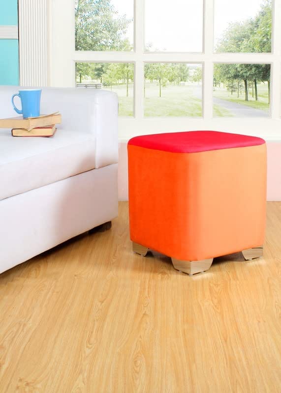 ShadowKart Sitting Stool Ottoman Pouffes for Living Room Sitting Bench Furniture Wooden Footrest Pouf Seat Puffy Foam Small Foot Stool for Office Home Decor, 16x16x18 Inch view 2