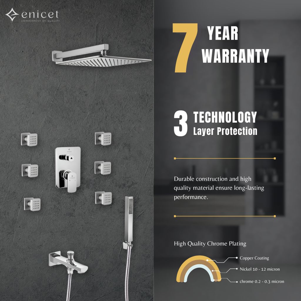 Enicet Body Jet DIverter Full Set, 12 Inch Overhead Shower, Diverter Combo, Hot And Cold Water Mixer view 2