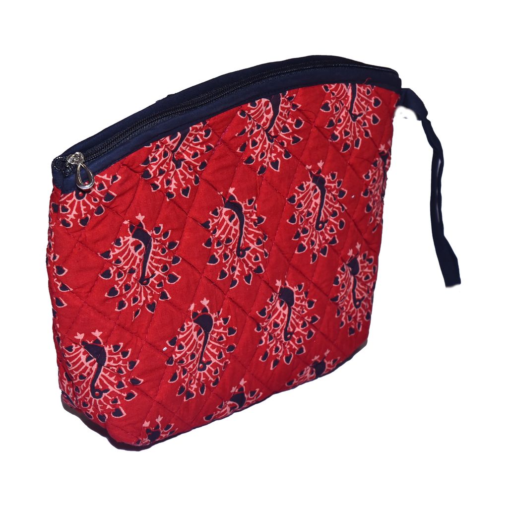Tribes India Handmade Cotton, Sponge & Bid Work Maroon Pouch view 2