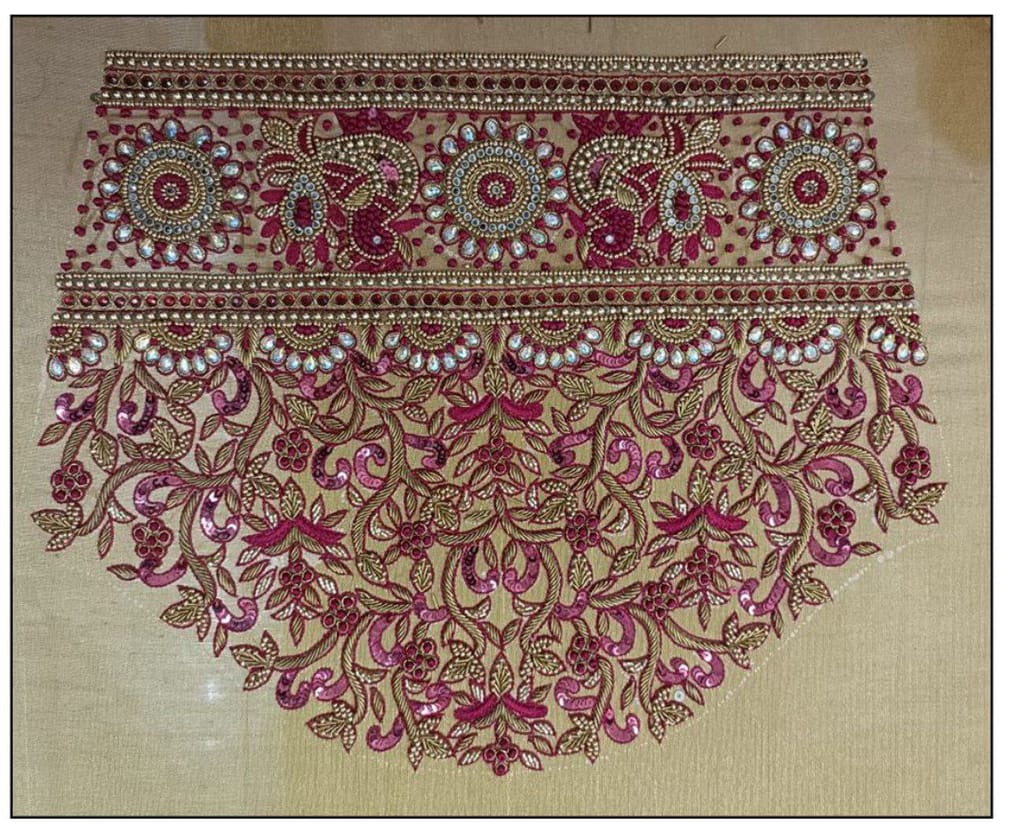 Gold Color embroidered blouse - Un Stiched Blouse - 1 Meter view 2