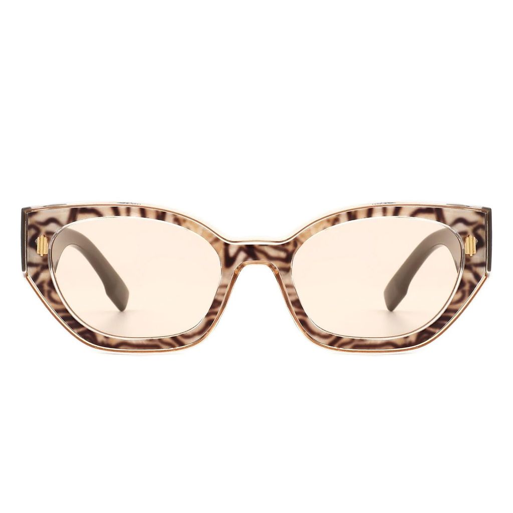 Eyenaks Designer Cat Eye Sunglass For Women | UV400 Protection | Stone Pattern | Durable Metal Hinges | Pack of 1 (Cream) view 2