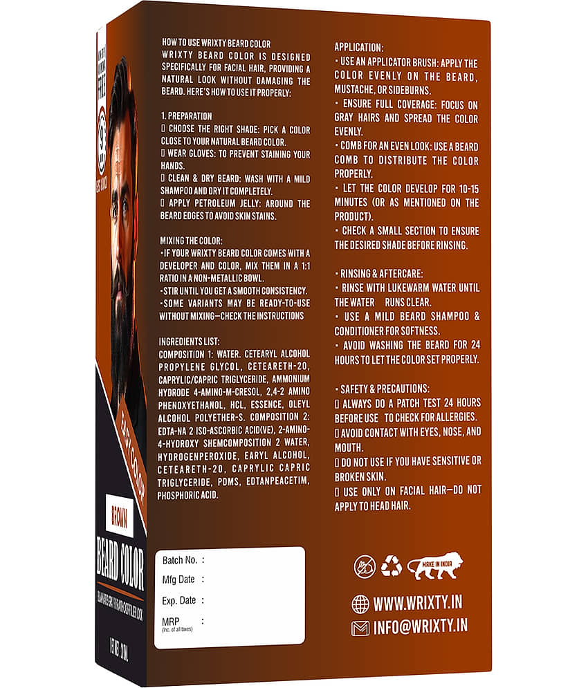 WRIXTY Fruit Vinegar Beard Dye Gel Brown Instant Grey Coverage Smooth Soft Beard Easy Apply view 2