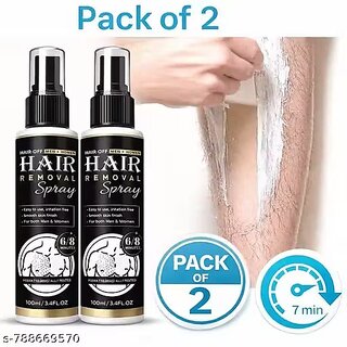 Painless Body Hair Removal Spray Gentle Effective Hair Remover for Legs, Arms Body (100ml)-Pack of 2