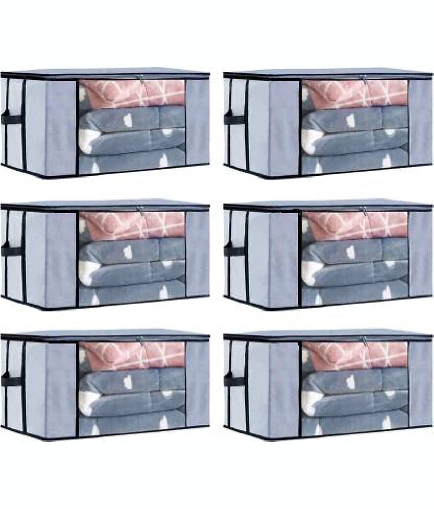 SH. NASIMA Set of 06 Underbed Storage Bag, Storage Organizer, Blanket Cover with Front Handle