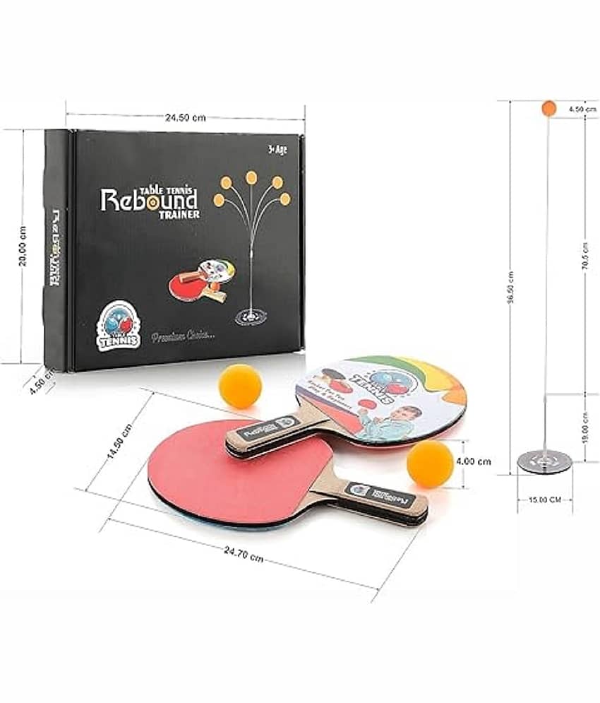 DENFE Table Tennis Trainer Rebound Rackets and Balls Base Training Practice Set view 2