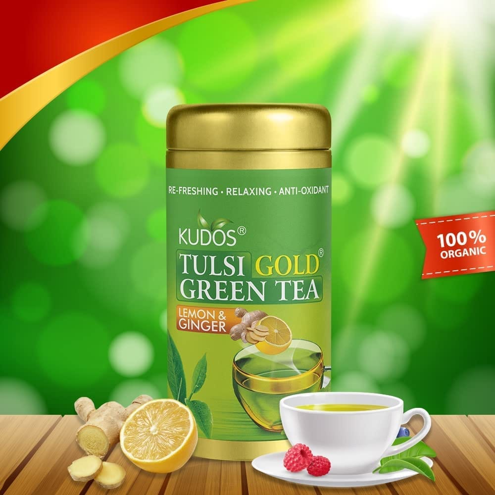 Kudos Tulsi Gold Green Tea Lemon&Ginger ( 100g) view 2