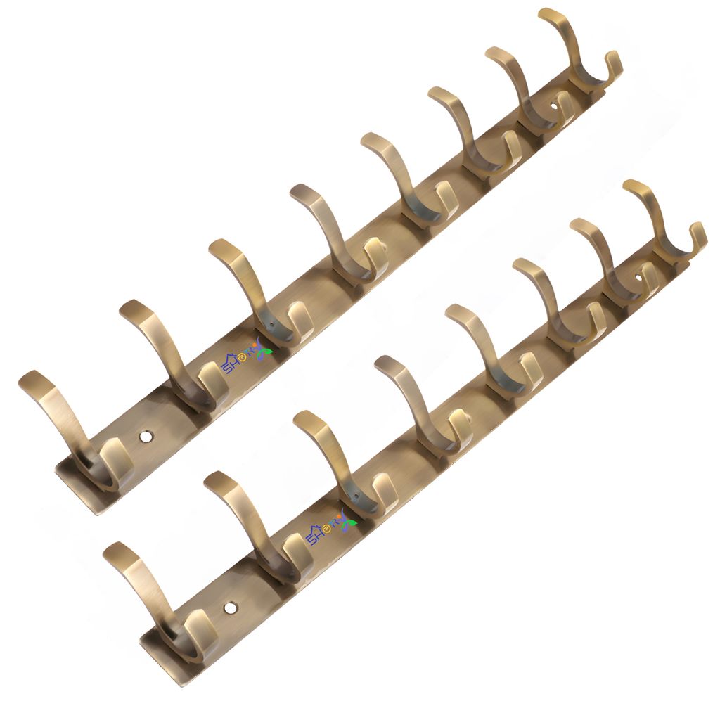 Shoptry S Type Stainless Steel Pin Cloth Hanger Wall Hooks Rail for Hanging Clothes Bathroom Wall Door for Hanging Keys,Towel Antique Color view 2