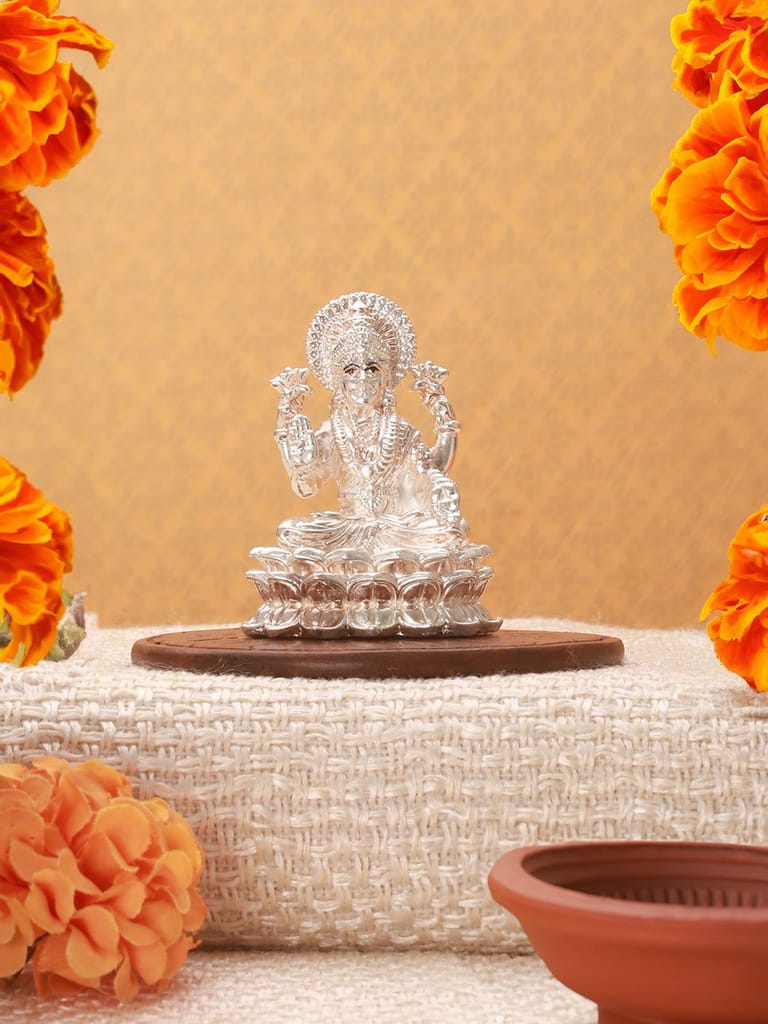 999 Pure Silver Divine Goddess Lakshmi Mata On lotus Silver Idol