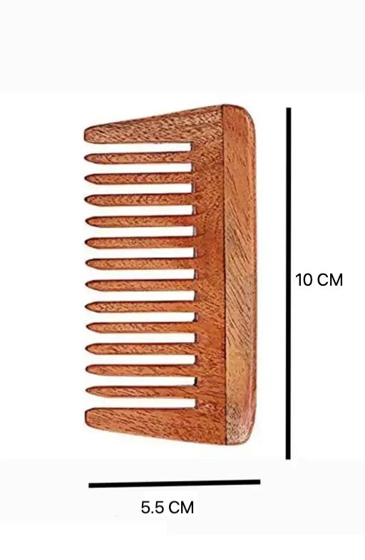 EKOPEDIA Fine-Tooth Wooden Comb for Men and Women(PACK OF 2) - Gentle on Hair and Scalp - No More Tangles or Frizz - Handmade from Neem Wood - Eco-Friendly and Durable view 2