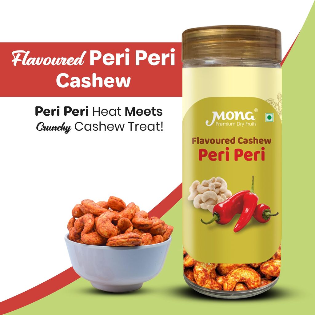Mona Premium Peri Peri Flavoured Cashews - Spicy Dry Fruit Snack Jar view 2