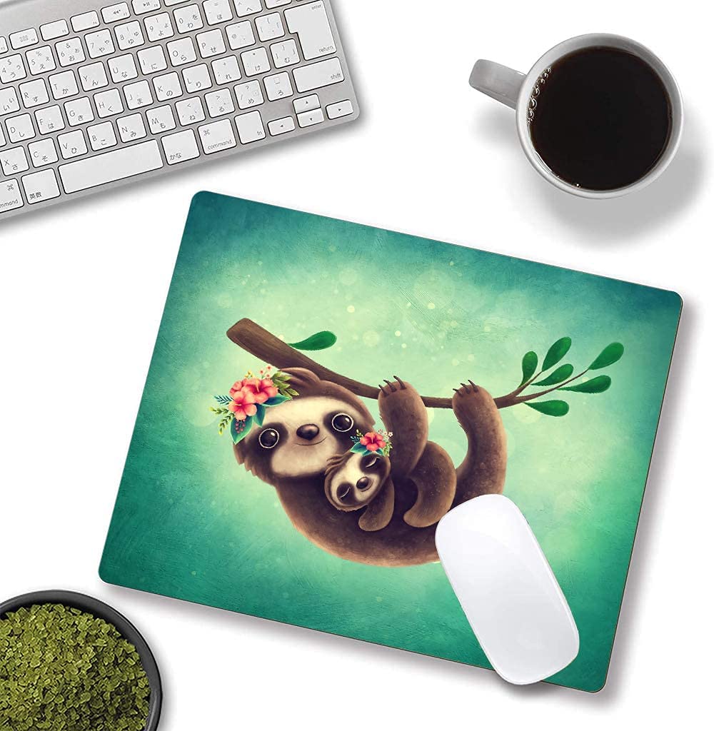 Cute Graphical Gaming Mouse pad, Printed Colorful Art Square Washable, Non Slip Rubber Base for Office Home Laptop Desktop (Cute Sloth Mom) view 2