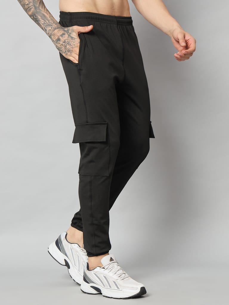 SavvyXwear Men's black trouser (sports wear/gym wear) view 2