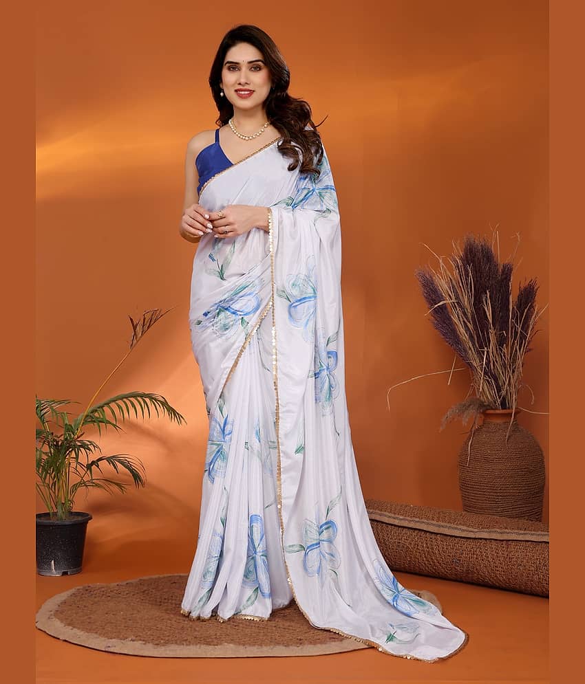 BLEESSBURY Chiffon Printed Saree With Unstitched Blouse Piece ( Pink ) view 2