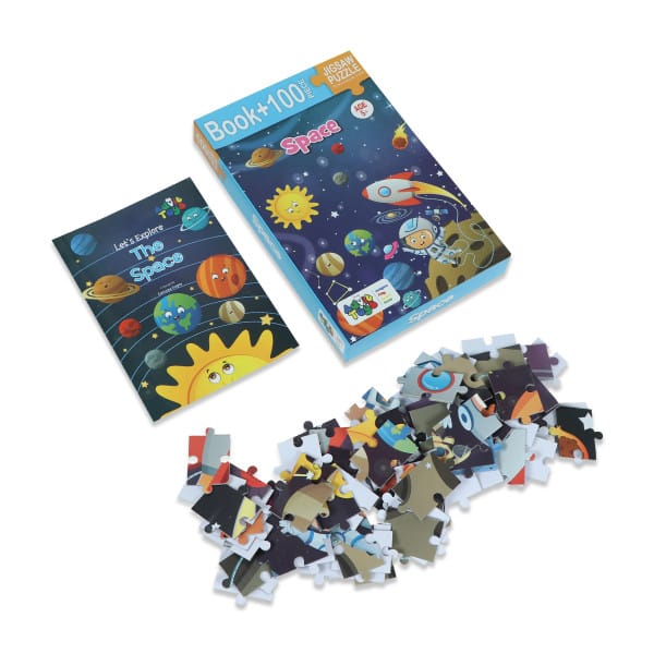 Advit Toys Space Jigsaw Puzzle - 100 Piece + 32 Page Educational Book view 2