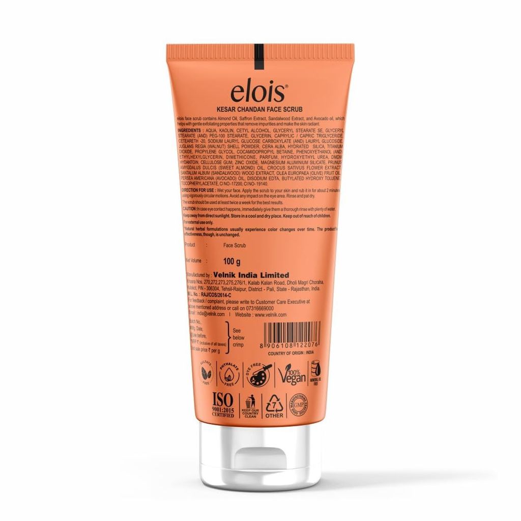 Elois Kesar Chandan Face Scrub for Exfoliation, Deep Cleansing, Blackhead Removal And Pore Minimization Glowing for men and women 100 gm view 2