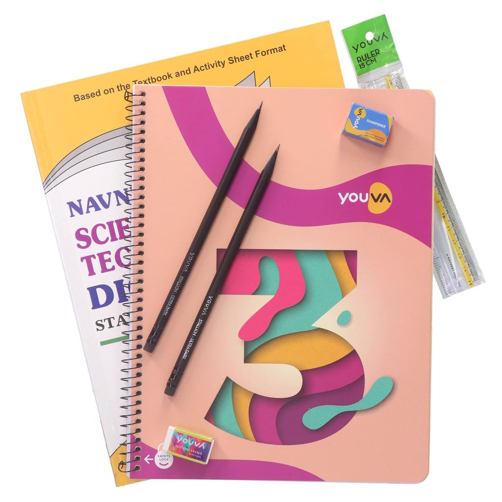 Navneet Youva Happiness Combo Science and Technology Study Kit 2 (1 Digest + 1 Three Subject Book + 2 Pencils + 1 Sharpener + 1 Eraser + 1 Scale) [Office Product] view 2